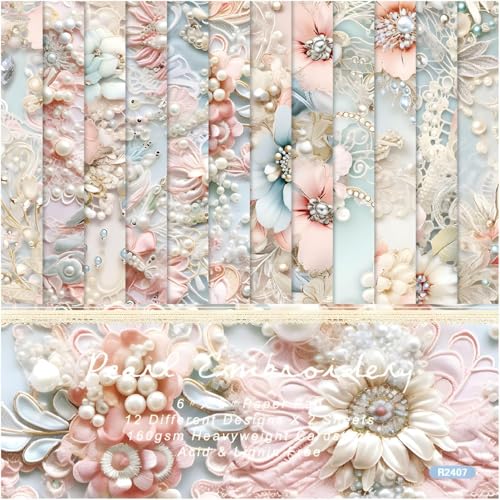 Scrapbooking Papier Blumen, 24 Blatt Scrapbook Papier 15x15 cm, Decoupage Papier Blumen Bastelpapier Blumenmuster Designpapier, Scrapbook Zubehör für DIY Tagebuch, Karten, Alben, Basteln, Notizbuch von WEINIBAO