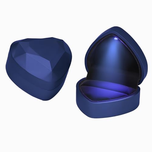 Ringschatulle, Verlobungsring-Boxen, Ringbox mit LED-Licht, Ohrring-Boxen, Geschenk-Schmuckschatulle für Anträge, Verlobungen und Hochzeiten in einer Vielzahl von Szenarien (Marineblau) von WEISENLINZ