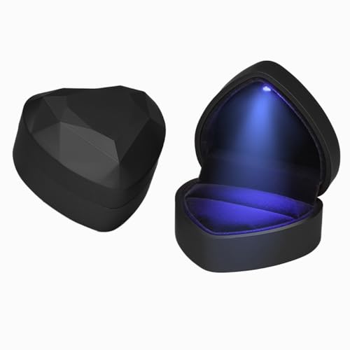 Ringschatulle, Verlobungsring-Boxen, Ringbox mit LED-Licht, Ohrring-Boxen, Geschenk-Schmuckschatulle für Anträge, Verlobungen und Hochzeiten in einer Vielzahl von Szenarien (klassisches Schwarz) von WEISENLINZ