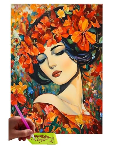 5D DIY Diamant Painting Erwachsene, Blumen Frauen Diamant Malerei Full Kits Bilder Dekoration, 5D Diamant Painting Bilder Mit Diamond Painting Zubehör, für Kinder, Haus, Büro Dekoration 70x90cm C-231 von WEISHIWE