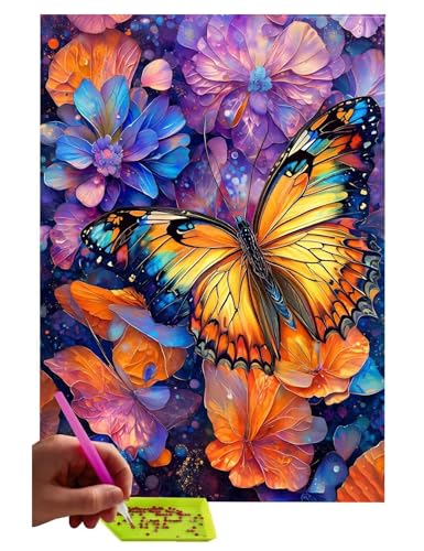 5D DIY Diamant Painting Erwachsene, Schmetterling Diamant Malerei Full Kits Bilder Dekoration, 5D Diamant Painting Bilder Mit Diamond Painting Zubehör, für Kinder, Haus, Büro Dekoration 70x90cm C-209 von WEISHIWE