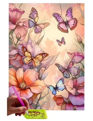 5D DIY Diamond Painting Kits, Blumen Schmetterlinge Diamond Painting Pictures Full Drill, Diamond Rhinestone Embroidery Canvas Pictures for Children Adults Decor, Weihnachten Geschenk - 100x130cm C224 von WEISHIWE