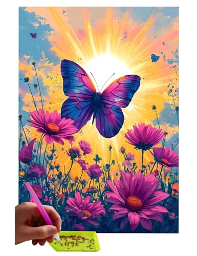 5D DIY Diamond Painting Kits, Butterfly Sonne Diamond Painting Pictures Full Drill, Diamond Rhinestone Crystal Embroidery Canvas Pictures for Children Adults Decor, Weihnachten Geschenk - 20x30cm C206 von WEISHIWE