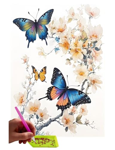 5D DIY Diamond Painting Kits, Schmetterling Blume Diamond Painting Pictures Full Drill, Diamond Rhinestone Embroidery Canvas Pictures for Children Adults Decor, Weihnachten Geschenk - 100x130cm C-214 von WEISHIWE