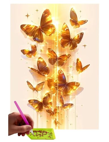 5D DIY Diamond Painting Kits, Schmetterling Diamond Painting Pictures Full Drill, Diamond Rhinestone Crystal Embroidery Canvas Pictures for Children Adults Decor, Weihnachten Geschenk - 100x130cm C213 von WEISHIWE