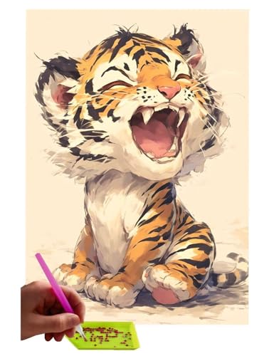 5D DIY Diamond Painting Kits, Tiger Schatz Diamond Painting Pictures Full Drill, Diamond Rhinestone Crystal Embroidery Canvas Pictures for Children Adults Decor, Weihnachten Geschenk - 100x130cm C-220 von WEISHIWE