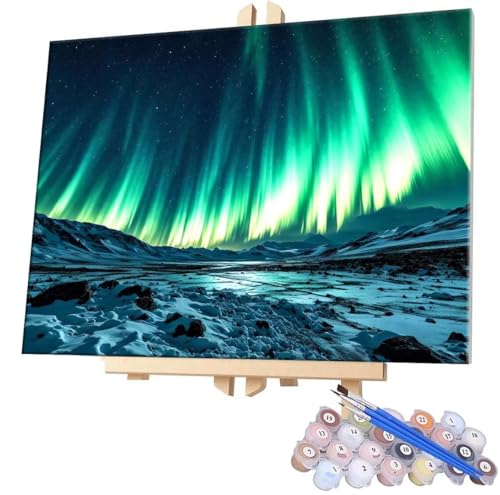 Malen Nach Zahlen Aurora,100x130cm DIY Malen Nach Zahlen Erwachsene, DIY Kreativ Set für Erwachsene Handgemalt Ölgemälde Kits auf Leinwand Geschenk, Acryl-Malen Nach Zahlen für Wanddeko s-323 von WEISHIWE