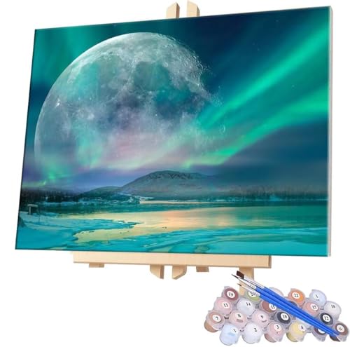 Malen Nach Zahlen Aurora,100x130cm DIY Malen Nach Zahlen Erwachsene, DIY Kreativ Set für Erwachsene Handgemalt Ölgemälde Kits auf Leinwand Geschenk, Acryl-Malen Nach Zahlen für Wanddeko s-325 von WEISHIWE