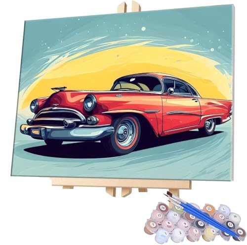 Malen Nach Zahlen Automobil,40x50cm DIY Malen Nach Zahlen Erwachsene, DIY Kreativ Set für Erwachsene Handgemalt Ölgemälde Kits auf Leinwand Geschenk, Acryl-Malen Nach Zahlen für Wanddeko s-615 von WEISHIWE