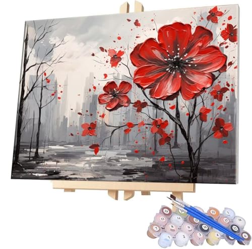 Malen Nach Zahlen Blumen Bäume,100x130cm DIY Malen Nach Zahlen Erwachsene, DIY Kreativ Set für Erwachsene Handgemalt Ölgemälde Kits auf Leinwand Geschenk, Acryl-Malen Nach Zahlen für Wanddeko s-298 von WEISHIWE