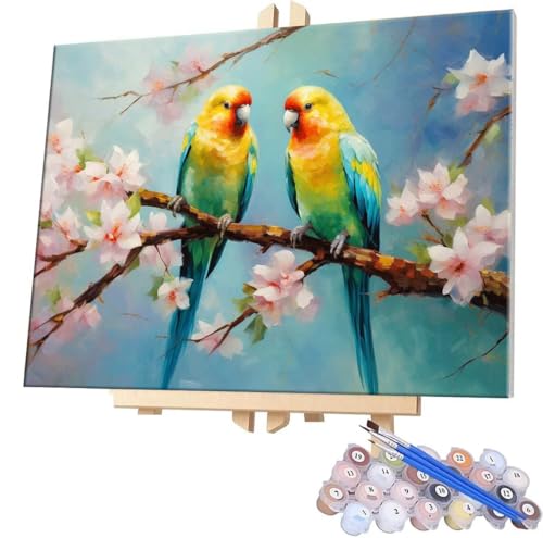 Malen Nach Zahlen Blumen Papagei,100x130cm DIY Malen Nach Zahlen Erwachsene, DIY Kreativ Set für Erwachsene Handgemalt Ölgemälde Kits auf Leinwand Geschenk, Acryl-Malen Nach Zahlen für Wanddeko s-299 von WEISHIWE