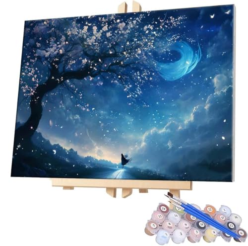 Malen Nach Zahlen Blumenbaum,100x130cm DIY Malen Nach Zahlen Erwachsene, DIY Kreativ Set für Erwachsene Handgemalt Ölgemälde Kits auf Leinwand Geschenk, Acryl-Malen Nach Zahlen für Wanddeko s-305 von WEISHIWE