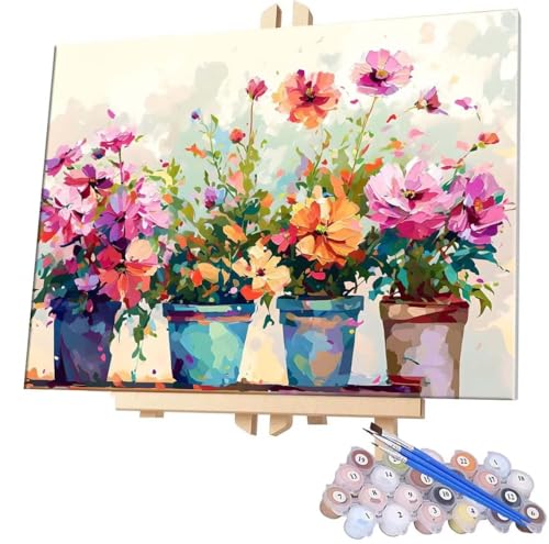 Malen Nach Zahlen Blumentopf,100x130cm DIY Malen Nach Zahlen Erwachsene, DIY Kreativ Set für Erwachsene Handgemalt Ölgemälde Kits auf Leinwand Geschenk, Acryl-Malen Nach Zahlen für Wanddeko s-300 von WEISHIWE