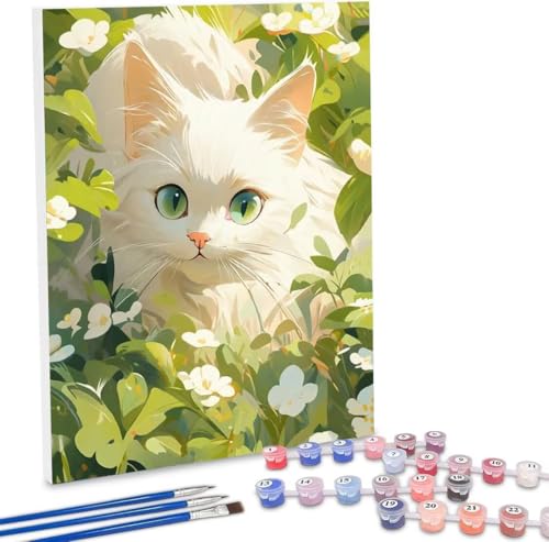 Malen Nach Zahlen Cute Cat,100x130cm DIY Malen Nach Zahlen Erwachsene, DIY Kreativ Set für Erwachsene Handgemalt Ölgemälde Kits auf Leinwand Geschenk, Acryl-Malen Nach Zahlen für Wanddeko s-356 von WEISHIWE