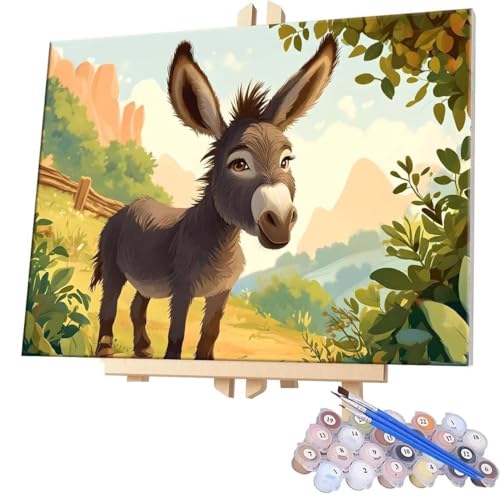 Malen Nach Zahlen Cute Esel,100x130cm DIY Malen Nach Zahlen Erwachsene, DIY Kreativ Set für Erwachsene Handgemalt Ölgemälde Kits auf Leinwand Geschenk, Acryl-Malen Nach Zahlen für Wanddeko s-360 von WEISHIWE