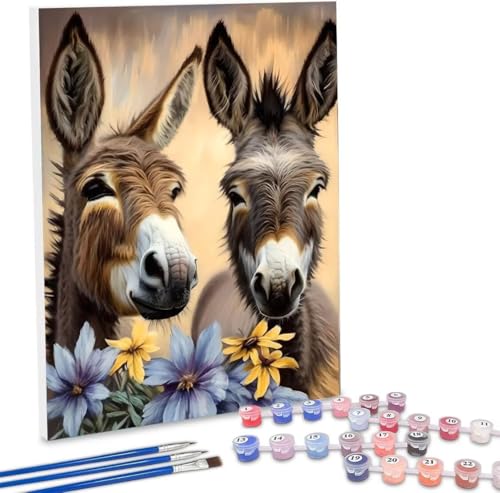 Malen Nach Zahlen Cute Esel,70x90cm DIY Malen Nach Zahlen Erwachsene, DIY Kreativ Set für Erwachsene Handgemalt Ölgemälde Kits auf Leinwand Geschenk, Acryl-Malen Nach Zahlen für Wanddeko s-361 von WEISHIWE