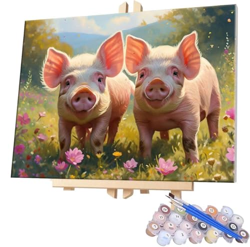 Malen Nach Zahlen Cute Pig,100x130cm DIY Malen Nach Zahlen Erwachsene, DIY Kreativ Set für Erwachsene Handgemalt Ölgemälde Kits auf Leinwand Geschenk, Acryl-Malen Nach Zahlen für Wanddeko s-363 von WEISHIWE