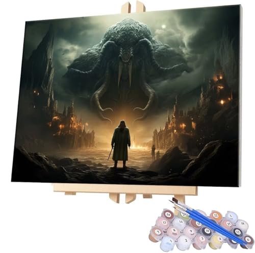 Malen Nach Zahlen Der Mythos von Cthulhu,100x130cm DIY Malen Nach Zahlen Erwachsene, DIY Kreativ Set für Erwachsene Handgemalt Ölgemälde Kits auf Leinwand, Acryl-Malen Nach Zahlen für Wanddeko s-366 von WEISHIWE