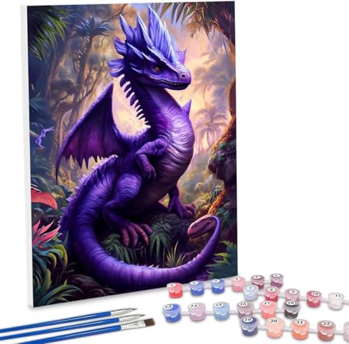 Malen Nach Zahlen Dinosaurier,100x130cm DIY Malen Nach Zahlen Erwachsene, DIY Kreativ Set für Erwachsene Handgemalt Ölgemälde Kits auf Leinwand Geschenk, Acryl-Malen Nach Zahlen für Wanddeko s-377 von WEISHIWE