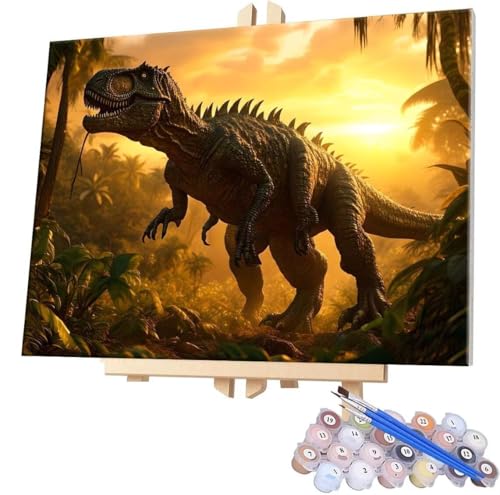 Malen Nach Zahlen Dinosaurier,70x90cm DIY Malen Nach Zahlen Erwachsene, DIY Kreativ Set für Erwachsene Handgemalt Ölgemälde Kits auf Leinwand Geschenk, Acryl-Malen Nach Zahlen für Wanddeko s-378 von WEISHIWE