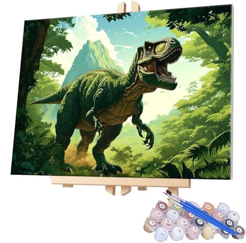 Malen Nach Zahlen Erwachsene, DIY Malen Nach Zahlen Handgemalt Ölgemälde Kit für Anfänger und Erwachsene, Dinosaurier Malerei Bastelset, Wohnwanddekor Mit Acrylfarben und Pinseln 20x30cm F-376 von WEISHIWE