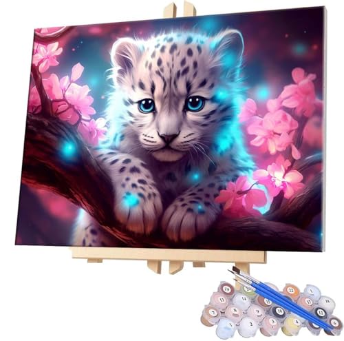 Malen Nach Zahlen Erwachsene, DIY Malen Nach Zahlen Handgemalt Ölgemälde Kit für Anfänger und Erwachsene, Netter Tiger Malerei Bastelset, Wohnwanddekor Mit Acrylfarben und Pinseln 20x30cm F-365 von WEISHIWE