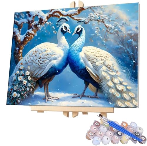 Malen Nach Zahlen Erwachsene, DIY Malen Nach Zahlen Handgemalt Ölgemälde Kit für Anfänger und Erwachsene, Pfau Malerei Bastelset, Wohnwanddekor Mit Acrylfarben und Pinseln 20x30cm F-369 von WEISHIWE