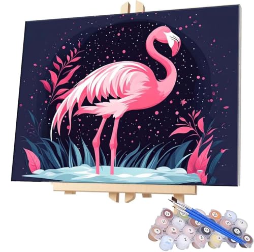 Malen Nach Zahlen Flamingo,100x130cm DIY Malen Nach Zahlen Erwachsene, DIY Kreativ Set für Erwachsene Handgemalt Ölgemälde Kits auf Leinwand Geschenk, Acryl-Malen Nach Zahlen für Wanddeko s-314 von WEISHIWE