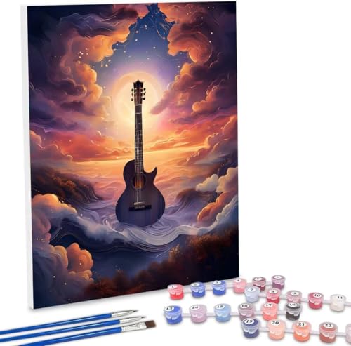 Malen Nach Zahlen Gitarre,100x130cm DIY Malen Nach Zahlen Erwachsene, DIY Kreativ Set für Erwachsene Handgemalt Ölgemälde Kits auf Leinwand Geschenk, Acryl-Malen Nach Zahlen für Wanddeko s-322 von WEISHIWE