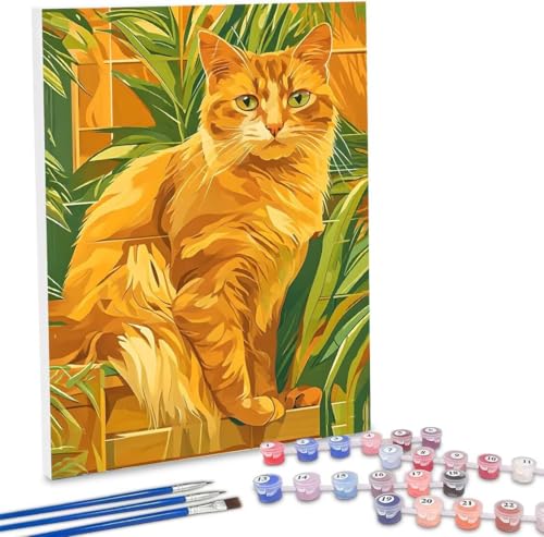 Malen Nach Zahlen Ingwerkatze,70x90cm DIY Malen Nach Zahlen Erwachsene, DIY Kreativ Set für Erwachsene Handgemalt Ölgemälde Kits auf Leinwand Geschenk, Acryl-Malen Nach Zahlen für Wanddeko s-343 von WEISHIWE