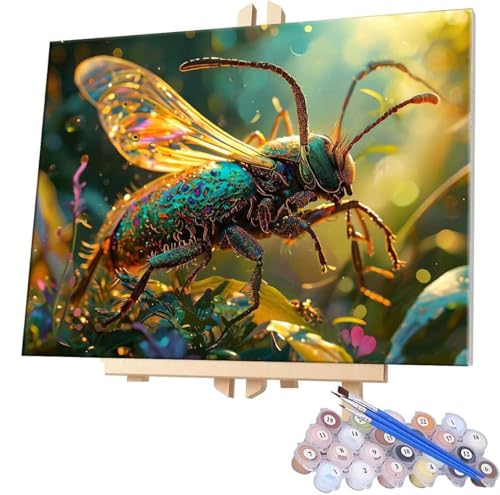 Malen Nach Zahlen Insekt,100x130cm DIY Malen Nach Zahlen Erwachsene, DIY Kreativ Set für Erwachsene Handgemalt Ölgemälde Kits auf Leinwand Geschenk, Acryl-Malen Nach Zahlen für Wanddeko s-381 von WEISHIWE