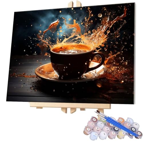 Malen Nach Zahlen Kaffeetasse,40x50cm DIY Malen Nach Zahlen Erwachsene, DIY Kreativ Set für Erwachsene Handgemalt Ölgemälde Kits auf Leinwand Geschenk, Acryl-Malen Nach Zahlen für Wanddeko s-346 von WEISHIWE