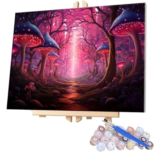 Malen Nach Zahlen Wald Pilz,40x50cm DIY Malen Nach Zahlen Erwachsene, DIY Kreativ Set für Erwachsene Handgemalt Ölgemälde Kits auf Leinwand Geschenk, Acryl-Malen Nach Zahlen für Wanddeko s-656 von WEISHIWE