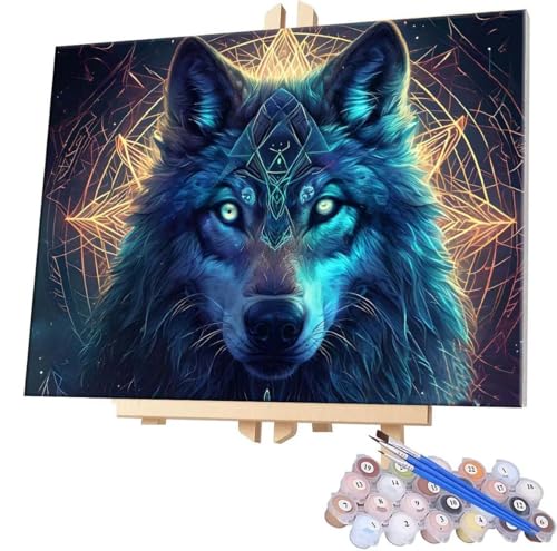 Malen nach Zahlen für Erwachsene, DIY Wolf Malen nach Zahlen Kunst-Set, DIY Erwachsene Vorgedruckte Leinen Leinwand Ölgemälde, Malen Nach Zahlen ab 7 Jahre Mädchen, Ohne Rahmen 90x120cm D-392 von WEISHIWE