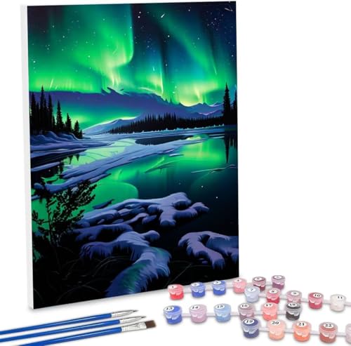 WEISHIWE Malen Nach Zahlen Aurora,40x50cm DIY Malen Nach Zahlen Erwachsene, DIY Kreativ Set für Erwachsene Handgemalt Ölgemälde Kits auf Leinwand Geschenk, Acryl-Malen Nach Zahlen für Wanddeko s-324 von WEISHIWE