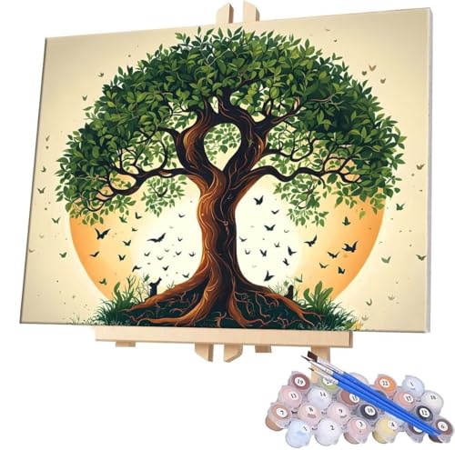 WEISHIWE Malen Nach Zahlen Erwachsene, DIY Malen Nach Zahlen Handgemalt Ölgemälde Kit für Anfänger und Erwachsene, Baum Malerei Bastelset, Wohnwanddekor Mit Acrylfarben und Pinseln 20x30cm F-744 von WEISHIWE