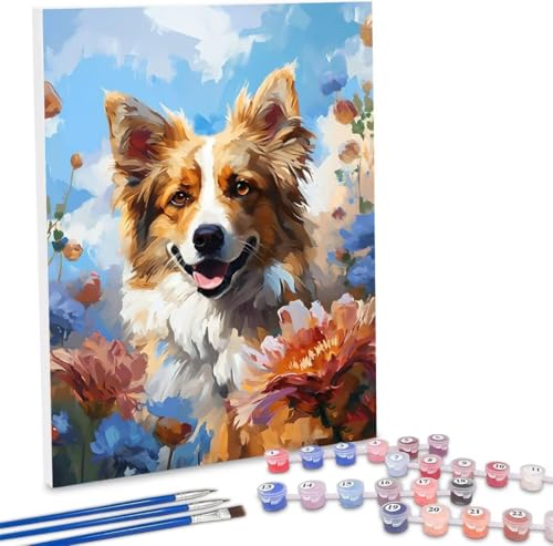 WEISHIWE Malen Nach Zahlen Erwachsene, DIY Malen Nach Zahlen Handgemalt Ölgemälde Kit für Anfänger und Erwachsene, Corgi Malerei Bastelset, Wohnwanddekor Mit Acrylfarben und Pinseln 20x30cm F-353 von WEISHIWE