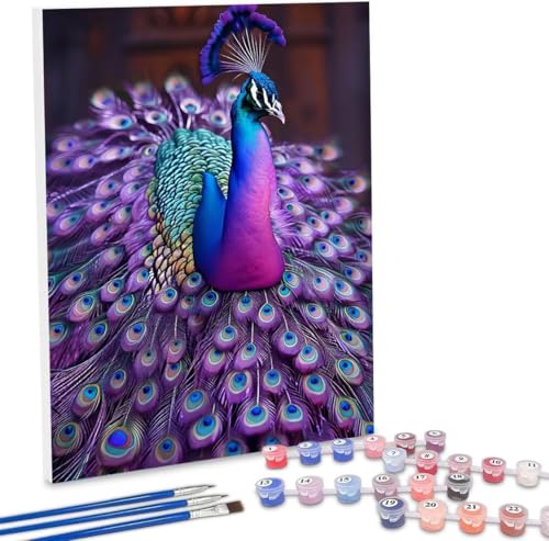 WEISHIWE Malen Nach Zahlen Erwachsene, DIY Malen Nach Zahlen Handgemalt Ölgemälde Kit für Anfänger und Erwachsene, Pfau Malerei Bastelset, Wohnwanddekor Mit Acrylfarben und Pinseln 20x30cm F-367 von WEISHIWE