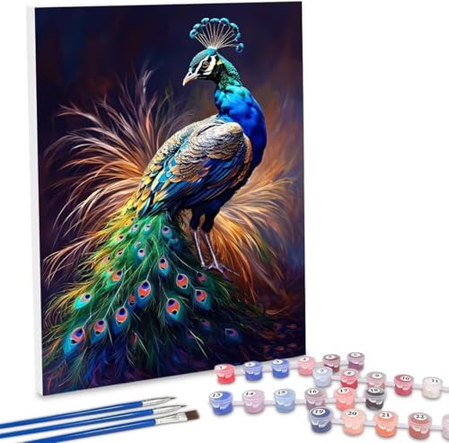 WEISHIWE Malen Nach Zahlen Erwachsene, DIY Malen Nach Zahlen Handgemalt Ölgemälde Kit für Anfänger und Erwachsene, Pfau Malerei Bastelset, Wohnwanddekor Mit Acrylfarben und Pinseln 80x100cm F-368 von WEISHIWE