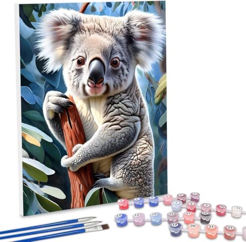 WEISHIWE Malen Nach Zahlen Koalas,40x50cm DIY Malen Nach Zahlen Erwachsene, DIY Kreativ Set für Erwachsene Handgemalt Ölgemälde Kits auf Leinwand Geschenk, Acryl-Malen Nach Zahlen für Wanddeko s-748 von WEISHIWE