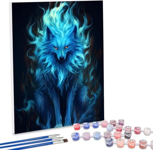 WEISHIWE Malen Nach Zahlen Wolf,100x130cm DIY Malen Nach Zahlen Erwachsene, DIY Kreativ Set für Erwachsene Handgemalt Ölgemälde Kits auf Leinwand Geschenk, Acryl-Malen Nach Zahlen für Wanddeko s-393 von WEISHIWE