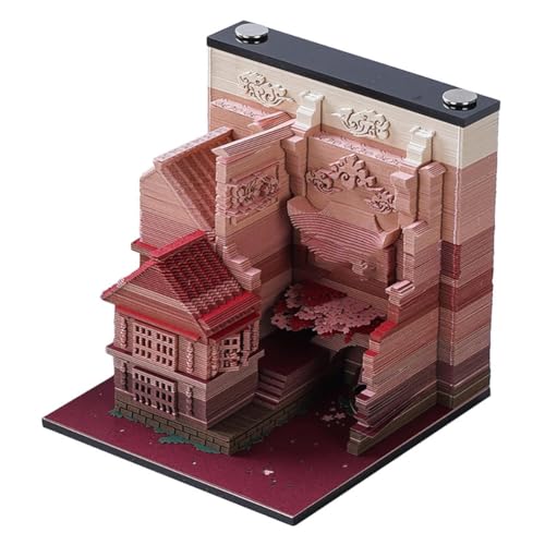 3D Kalender 2025 Kalender Registerkarte, 3D-Notizblock, künstlerische Blöcke, 3D-Haftnotizen, Jiangnan Water Town-Kalender, dies ist eine handgerissene Papierskulptur Artwor, for die Desktop-Dekoratio von WEITINGKKK