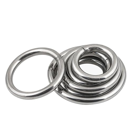 Geschweißte runde Ringe Edelstahl O-Ringe, Hochleistungs-geschweißte Rundringe aus Edelstahl M3 M4 M5 M6 M8 M10 Massiver O-Ring for die Takelage von Marinebooten, Hängematten, Yoga-Hängeringen(M4x50mm von WEITINGKKK