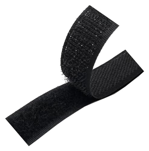 Klettband zum Aufnähen, Klettband for Aufnähen, 25 mm, 5 Yards, nicht klebende, klebrige Rückseite, Nähbefestigungsband, Nylonstreifen, Stoffverschluss, ineinandergreifendes Klebeband(Black,25mm x 10 von WEITINGKKK