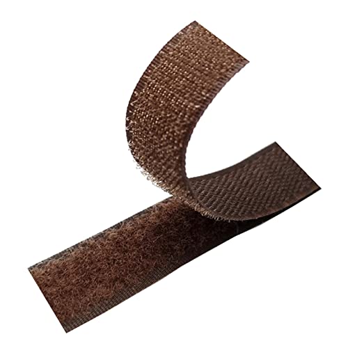 Klettband zum Aufnähen, Klettband for Aufnähen, 25 mm, 5 Yards, nicht klebende, klebrige Rückseite, Nähbefestigungsband, Nylonstreifen, Stoffverschluss, ineinandergreifendes Klebeband(Coffee,25mm x 25 von WEITINGKKK