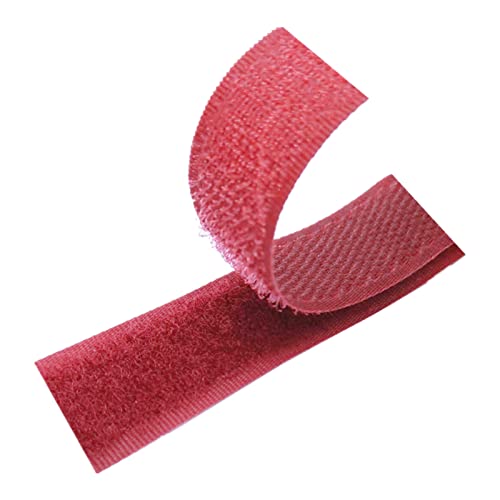 Klettband zum Aufnähen, Klettband for Aufnähen, 25 mm, 5 Yards, nicht klebende, klebrige Rückseite, Nähbefestigungsband, Nylonstreifen, Stoffverschluss, ineinandergreifendes Klebeband(Dark Red,25mm x von WEITINGKKK