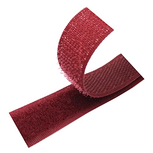 Klettband zum Aufnähen, Klettband for Aufnähen, 25 mm, 5 Yards, nicht klebende, klebrige Rückseite, Nähbefestigungsband, Nylonstreifen, Stoffverschluss, ineinandergreifendes Klebeband(Maroon,25mm x 25 von WEITINGKKK