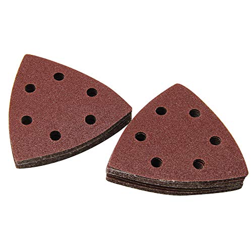 Schleifpads Dreieck-Schleifpads, TASP 25 stücke 93mm Schleifpapier Delta Schleifer Disc Haken & Schleife Dreieck Schleifpapier Schleif Werkzeuge mit Grit 60 80 120 180 240(Grit 120) von WEITINGKKK