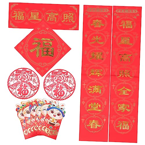 WEITINGKKK Frühling im Jahr, 1 Set Frühlingsfest Couplet Roter Umschlag Rotes Ornament Chinesische Chunlian Rote Umschläge Chinesische Tür Couplets Das Banner Papier Cartoon von WEITINGKKK