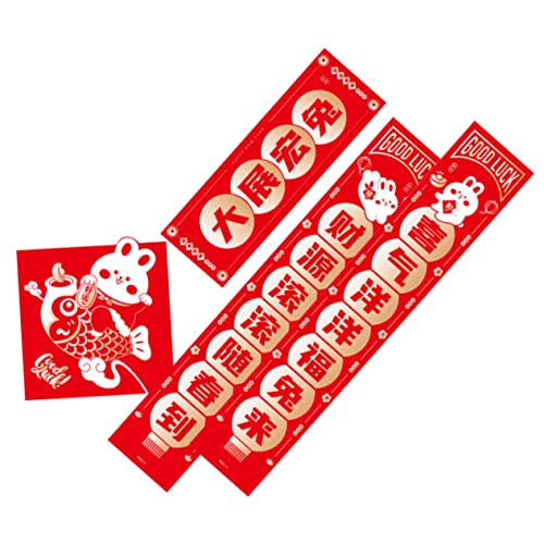 WEITINGKKK Frühling im Jahr, 1 Set Grand Exhibition Couplet Chinese Spring Festival Couplets Wall Porch Sign Year of Decor Rabbit Year Door Sign Red Paper von WEITINGKKK